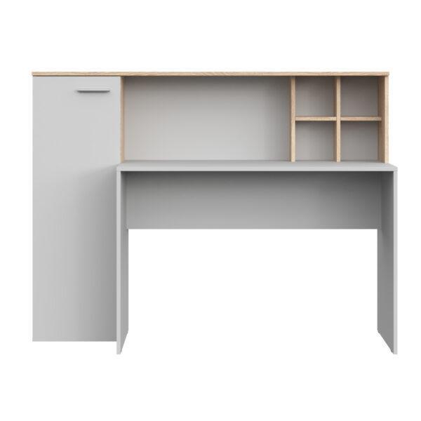 Bureau FAUSKE - Spacieux - Avec Armoire - Chêne Sonoma - Blanc - Largeur 153 cm, Hauteur 116 cm, Profondeur 54 cm – Image 7