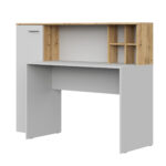 Bureau FAUSKE - Spacieux - Avec armoire - Chêne Wotan - Blanc - Largeur 153 cm, Hauteur 116 cm, Profondeur 54 cm