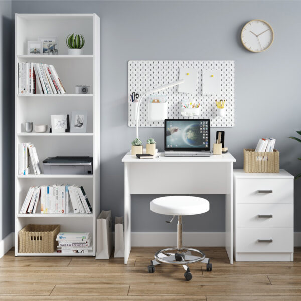 Bureau ULVIK - Simple - Blanc - Largeur 80 cm, Hauteur 75 cm, Profondeur 50 cm – Image 4