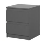 Commode SOLA - Gris - 2 Tiroirs - Largeur 40 cm, Hauteur 50 cm, Profondeur 43 cm