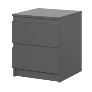 Commode SOLA - Gris - 2 Tiroirs - Largeur 40 cm, Hauteur 50 cm, Profondeur 43 cm