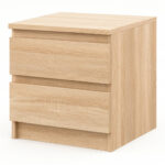 Commode SOLA - Chêne Sonoma - 2 Tiroirs - Largeur 40 cm, Hauteur 50 cm, Profondeur 43 cm