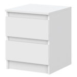 Commode SOLA - Blanc - 2 Tiroirs - Largeur 40 cm, Hauteur 50 cm, Profondeur 43 cm