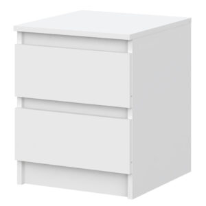 Commode SOLA - Blanc - 2 Tiroirs - Largeur 40 cm, Hauteur 50 cm, Profondeur 43 cm