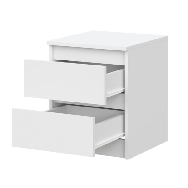 Commode SOLA - Blanc - 2 Tiroirs - Largeur 40 cm, Hauteur 50 cm, Profondeur 43 cm – Image 4