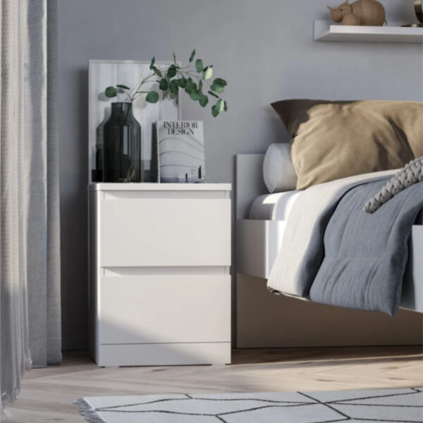 Commode SOLA - Blanc - 2 Tiroirs - Largeur 40 cm, Hauteur 50 cm, Profondeur 43 cm – Image 7