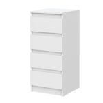 Commode SOLA - Blanche - 4 Tiroirs - Largeur 40 cm, Hauteur 90 cm, Profondeur 43 cm