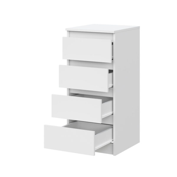 Commode SOLA - Blanche - 4 Tiroirs - Largeur 40 cm, Hauteur 90 cm, Profondeur 43 cm – Image 4