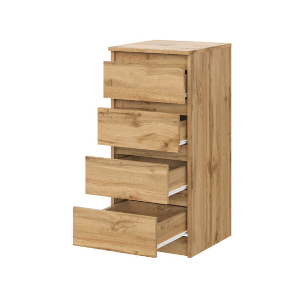 Commode SOLA - Chêne Wotan - 4 Tiroirs - Largeur 40 cm, Hauteur 90 cm, Profondeur 43 cm – Image 4