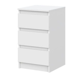 Commode SOLA - Blanc - 3 Tiroirs - Largeur 40 cm, Hauteur 69 cm, Profondeur 43 cm