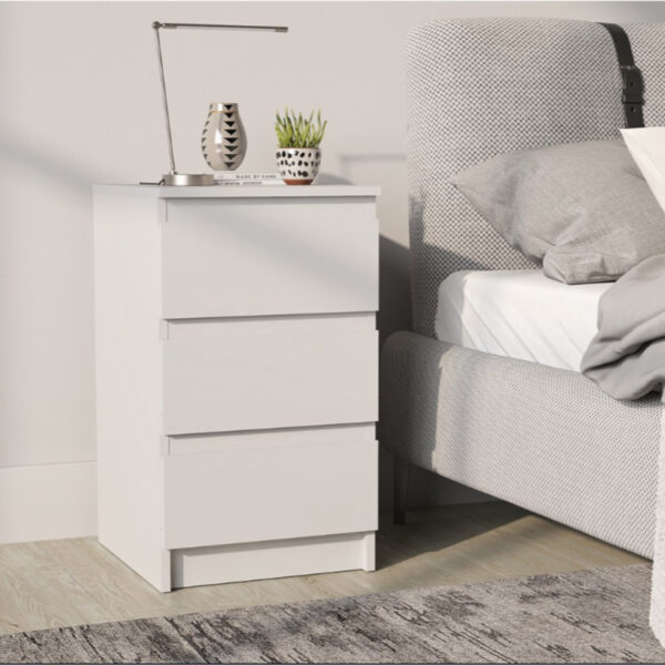Commode SOLA - Blanc - 3 Tiroirs - Largeur 40 cm, Hauteur 69 cm, Profondeur 43 cm – Image 2