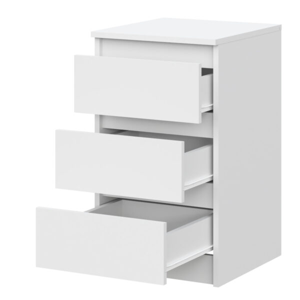 Commode SOLA - Blanc - 3 Tiroirs - Largeur 40 cm, Hauteur 69 cm, Profondeur 43 cm – Image 4