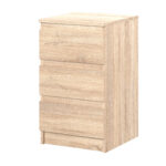 Commode SOLA - Chêne Sonoma - 3 Tiroirs - Largeur 40 cm, Hauteur 69 cm, Profondeur 43 cm
