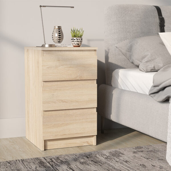 Commode SOLA - Chêne Sonoma - 3 Tiroirs - Largeur 40 cm, Hauteur 69 cm, Profondeur 43 cm – Image 2