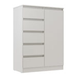 Commode SOLA - Blanc - 4 Tiroirs - Largeur 83 cm, Hauteur 114 cm, Profondeur 43 cm