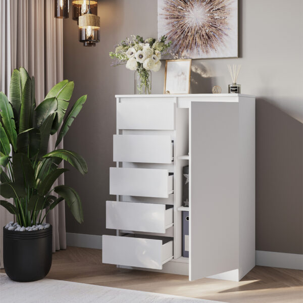 Commode SOLA - Blanc - 4 Tiroirs - Largeur 83 cm, Hauteur 114 cm, Profondeur 43 cm – Image 5