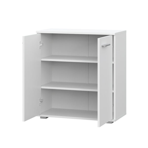 Commode FAUSKE - Spacieux - 2 Portes - Blanc - Largeur 69 cm, Hauteur 74 cm, Profondeur 34 cm – Image 4
