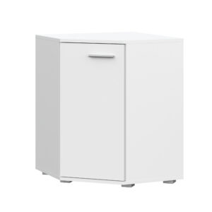 Commode FAUSKE - Spacieuse - D'angle - Blanc - Largeur 138 cm, Hauteur 74 cm, Profondeur 34 cm