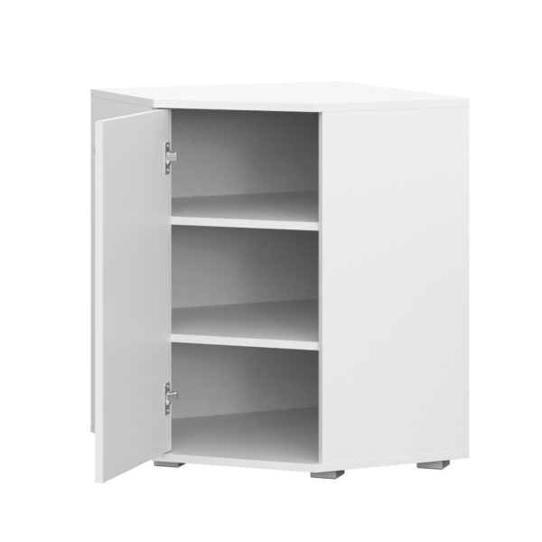 Commode FAUSKE - Spacieuse - D'angle - Blanc - Largeur 138 cm, Hauteur 74 cm, Profondeur 34 cm – Image 4