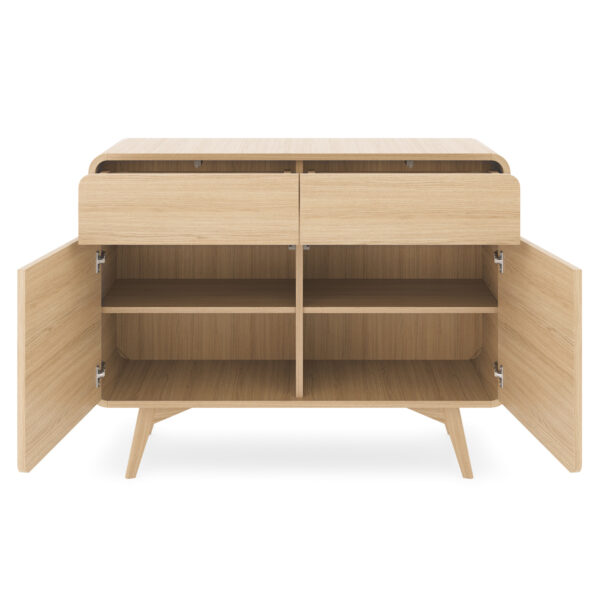 Commode Cornwall KSZ108 – Chêne – Arrondie – 2 Tiroirs – Largeur 108 cm, Hauteur 84 cm, Profondeur 39 cm – Image 4