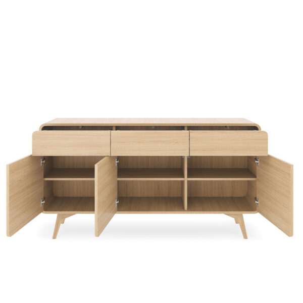 Commode Cornwall KSZ160 – Chêne – Arrondie – 3 Tiroirs – Largeur 160 cm, Hauteur 84 cm, Profondeur 39 cm – Image 4