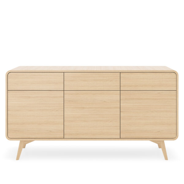 Commode Cornwall KSZ160 – Chêne – Arrondie – 3 Tiroirs – Largeur 160 cm, Hauteur 84 cm, Profondeur 39 cm – Image 7