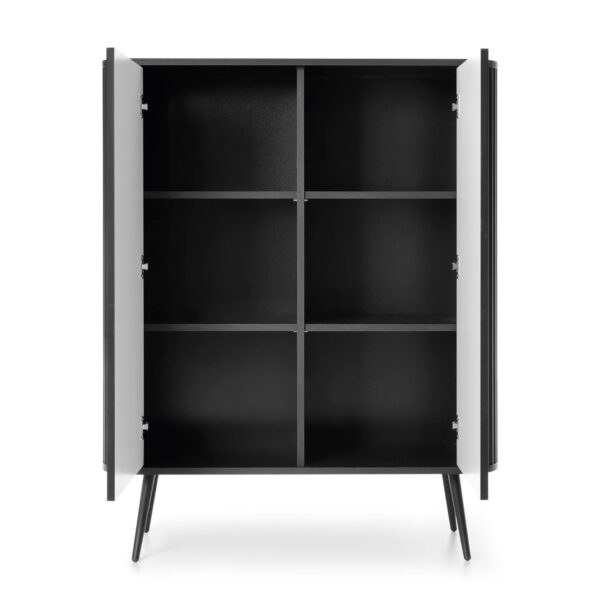Commode MORDEN K103 – Noire – Façades rainurées – Largeur 103 cm, Hauteur 129 cm, Profondeur 39 cm – Image 4