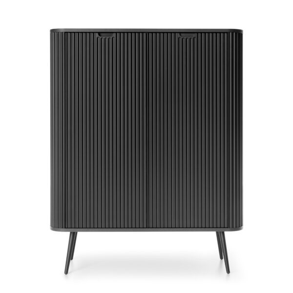 Commode MORDEN K103 – Noire – Façades rainurées – Largeur 103 cm, Hauteur 129 cm, Profondeur 39 cm – Image 7