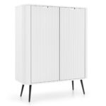 Commode MORDEN K103 – Blanche – Façades rainurées – Largeur 103 cm, Hauteur 129 cm, Profondeur 39 cm