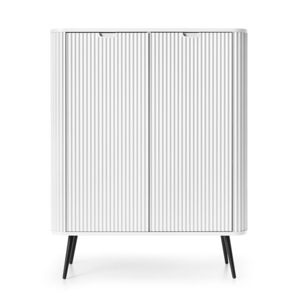 Commode MORDEN K103 – Blanche – Façades rainurées – Largeur 103 cm, Hauteur 129 cm, Profondeur 39 cm – Image 7
