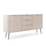 Commode MORDEN KSZ168 – Cachemire – Façades rainurées – 3 Tiroirs – Largeur 168 cm, Hauteur 87 cm, Profondeur 39 cm