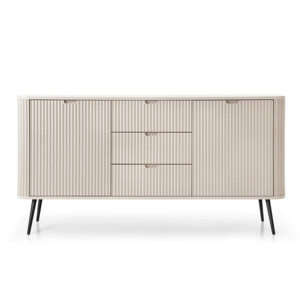 Commode MORDEN KSZ168 – Cachemire – Façades rainurées – 3 Tiroirs – Largeur 168 cm, Hauteur 87 cm, Profondeur 39 cm – Image 7