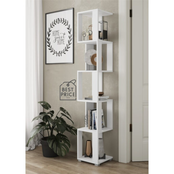 Étagère Debout Haute SOLA - Blanc - Largeur 29 cm, Hauteur 168 cm, Profondeur 29 cm – Image 2