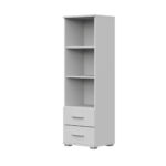 Étagère FAUSKE - 2 Tiroirs - Blanc - Largeur 40 cm, Hauteur 130 cm, Profondeur 34 cm