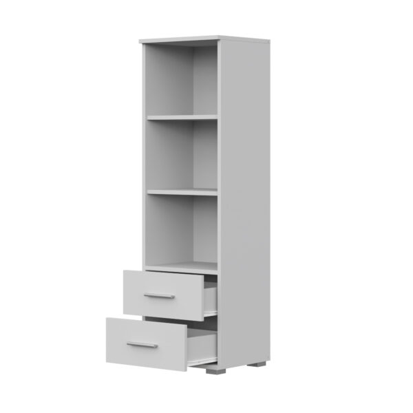 Étagère FAUSKE - 2 Tiroirs - Blanc - Largeur 40 cm, Hauteur 130 cm, Profondeur 34 cm – Image 4
