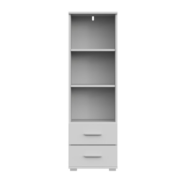 Étagère FAUSKE - 2 Tiroirs - Blanc - Largeur 40 cm, Hauteur 130 cm, Profondeur 34 cm – Image 6