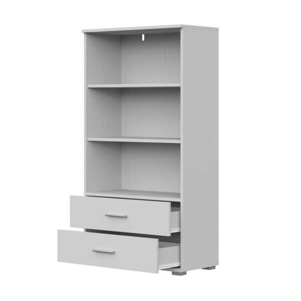Étagère FAUSKE - 2 Tiroirs - Blanc - Largeur 69 cm, Hauteur 130 cm, Profondeur 34 cm – Image 4