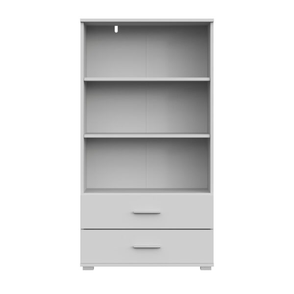 Étagère FAUSKE - 2 Tiroirs - Blanc - Largeur 69 cm, Hauteur 130 cm, Profondeur 34 cm – Image 5