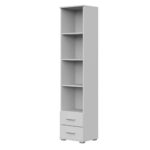 Étagère FAUSKE - 2 Tiroirs - Blanc - Largeur 40 cm, Hauteur 180 cm, Profondeur 34 cm