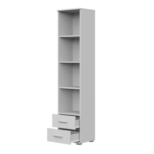 Étagère FAUSKE - 2 Tiroirs - Blanc - Largeur 40 cm, Hauteur 180 cm, Profondeur 34 cm – Image 4