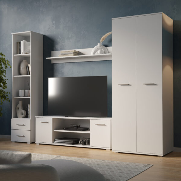 Étagère FAUSKE - 2 Tiroirs - Blanc - Largeur 40 cm, Hauteur 180 cm, Profondeur 34 cm – Image 5