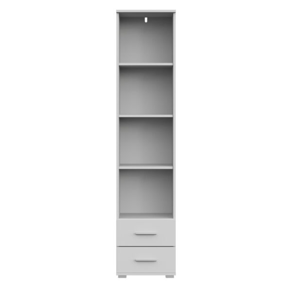Étagère FAUSKE - 2 Tiroirs - Blanc - Largeur 40 cm, Hauteur 180 cm, Profondeur 34 cm – Image 6