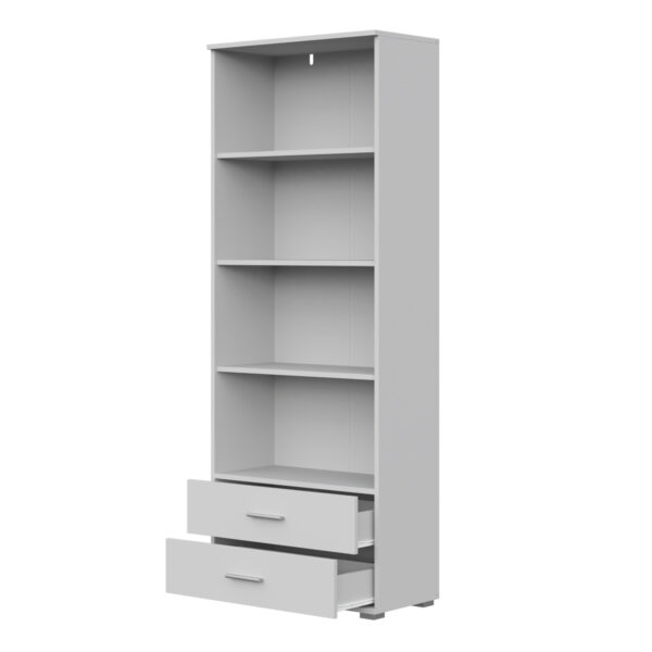Étagère FAUSKE - 2 Tiroirs - Blanc - Largeur 69 cm, Hauteur 180 cm, Profondeur 34 cm – Image 4