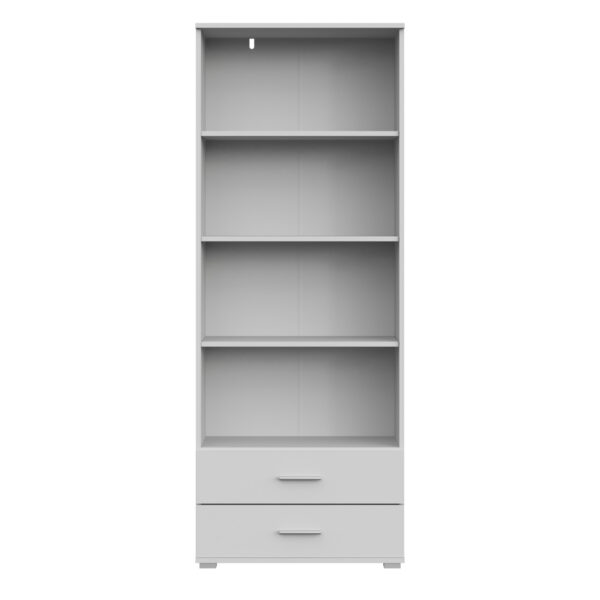 Étagère FAUSKE - 2 Tiroirs - Blanc - Largeur 69 cm, Hauteur 180 cm, Profondeur 34 cm – Image 5