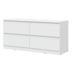 Meuble TV SOLA - Blanc - 4 Tiroirs - Largeur 127 cm, Hauteur 61 cm, Profondeur 44 cm