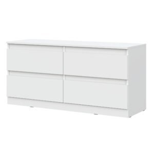 Meuble TV SOLA - Blanc - 4 Tiroirs - Largeur 127 cm, Hauteur 61 cm, Profondeur 44 cm