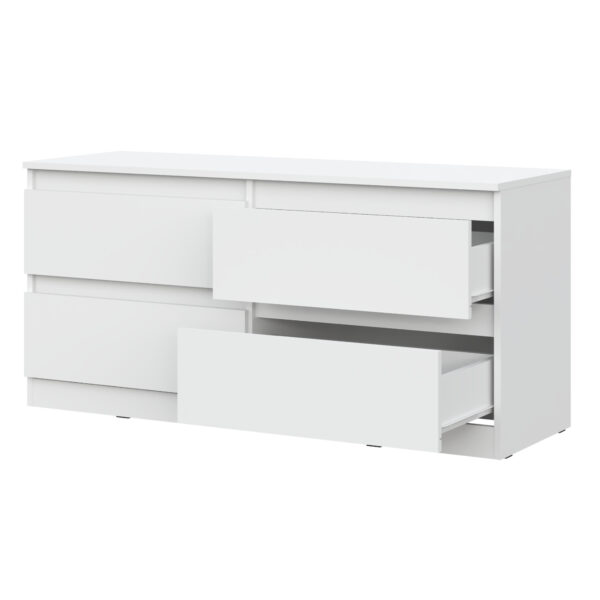 Meuble TV SOLA - Blanc - 4 Tiroirs - Largeur 127 cm, Hauteur 61 cm, Profondeur 44 cm – Image 4