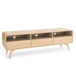Meuble TV Cornwall – Chêne – Arrondi – 3 Tiroirs – Largeur 180 cm, Hauteur 53 cm, Profondeur 39 cm