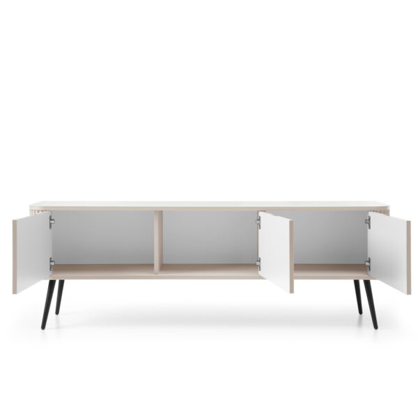 Meuble TV MORDEN – Cachemire – Façades rainurées – Largeur 168 cm, Hauteur 56 cm, Profondeur 39 cm – Image 4