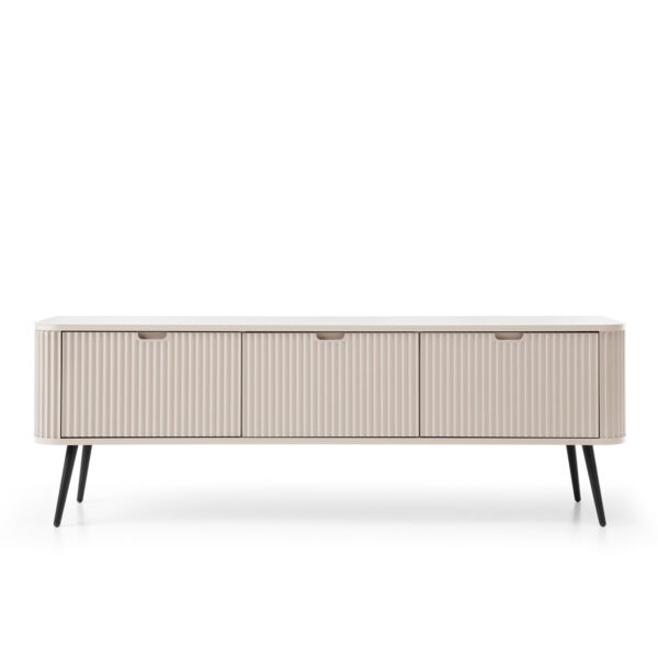 Meuble TV MORDEN – Cachemire – Façades rainurées – Largeur 168 cm, Hauteur 56 cm, Profondeur 39 cm – Image 7